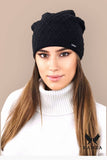 Elegant Viscose Hat with Geometric Pattern and Bow Detail