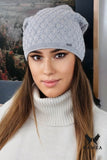 Elegant Viscose Hat with Geometric Pattern and Bow Detail