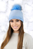 Elegant Women's Winter Hat with Pom-Pom and Houndstooth