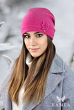 Elegant Raspberry Women's Wool Hat with Bow Accents