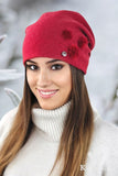 Elegant Women's Wool Hat with Pompoms for Cold Weather