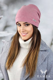 Elegant Women's Woolen Hat with Zircon Accents in Ash Rose