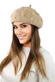 Chic Sand Winter Beret with Unique Antenna Design