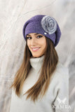 Elegant Pepita Beret with Rabbit Fur Accent for Winter Style
