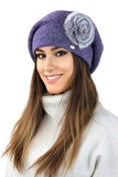 Elegant Pepita Beret with Rabbit Fur Accent for Winter Style