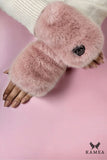 Elegant Fingerless Gloves in Eco-Friendly Fur for Women