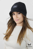 Trendy Black Bucket Hat with Fleece Lining and Metallic Accents
