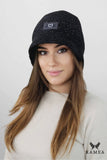 Trendy Black Bucket Hat with Fleece Lining and Metallic Accents
