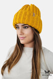Cozy Mustard Winter Knit Hat with Fleece Lining