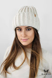 Cozy Ecru Knit Winter Hat with Fleece Lining for Cold Days
