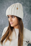 Cozy Ecru Knit Winter Hat with Fleece Lining for Cold Days
