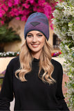 Turquoise Winter Beanie with Eco-Leather Logo Accent