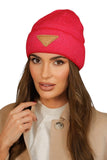 Stylish Two-Tone Winter Beanie with Eco-Leather Patch