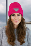 Stylish Warm Winter Beanie with Eco-Leather Patch