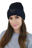 Cozy Two-Tone Winter Beanie with Eco-Leather Patch