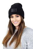 Luxury Striped Cashmere Hat with Eco-Leather Logo