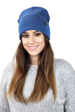 Cozy Classic Beanie Hat with Eco-Leather Accent
