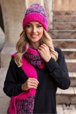 Elegant Raspberry Winter Hat with Shimmering Cuff