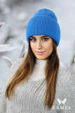 Fluffy Striped Turquoise Winter Hat for Cozy Style