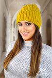 Cozy Olive Polar Fleece Winter Hat with Stylish Weave