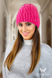 Cozy Fleece Winter Hat with Stylish Pattern - Fuchsia Color
