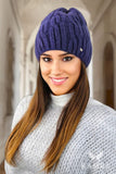 Cozy Navy Polar Fleece Winter Hat with Chic Knit Design