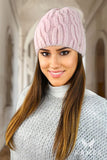 Cozy Pink Fleece Winter Hat with Stylish Weave Design