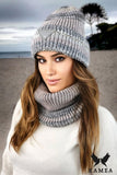 Elegant Striped Winter Beanie with Sequins for Women