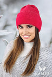 Cozy Red Alpaca Winter Hat with Stylish Cuff for All-Day Warmth