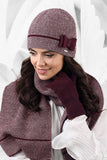 Elegant Burgundy Women's Hat with Houndstooth & Rhinestones