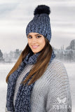 Elegant Navy Blue Winter Hat and Scarf Set with Pompom