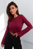 Elegant Flared Sleeve Blouse with Unique Rose Design