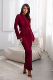 Elegant Minimalist Blouse and Skirt Set with Slit
