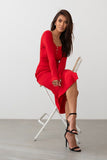 Versatile Midi Dress with Elegant Neckline and Side Slit