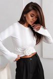 Elegant Rose Blouse with Flared Sleeves and Unique Design