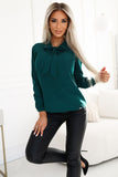 Elegant Green Business Blouse with Stylish Neck Tie