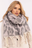 Elegant Animal Motif Scarf with Fashionable Fringes