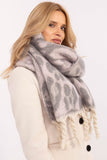Elegant Animal Motif Scarf with Fashionable Fringes