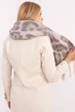Elegant Animal Motif Scarf with Fashionable Fringes