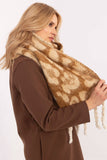 Elegant Animal Motif Scarf with Fringes for Cold Weather
