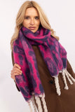 Elegant Animal Motif Scarf with Fringes for Winter Style