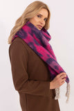 Elegant Animal Motif Scarf with Fringes for Winter Style