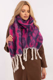 Elegant Animal Motif Scarf with Fringes for Winter Style
