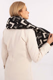 Elegant Geometric Pattern Viscose Scarf with Tassels