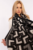 Elegant Geometric Pattern Viscose Scarf with Tassels