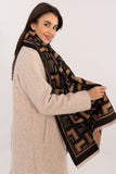 Chic Geometric Pattern Viscose Scarf with Fringed Edges