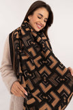 Chic Geometric Pattern Viscose Scarf with Fringed Edges