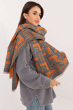 Elegant Geometric Pattern Viscose Scarf with Tassels