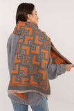 Elegant Geometric Pattern Viscose Scarf with Tassels