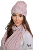 Elegant Pink Knit Hat with Polar Lining for Cold Weather